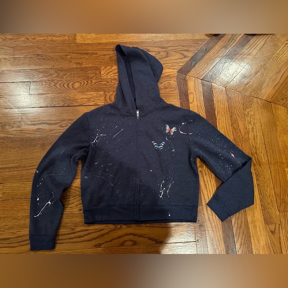 Firehouse Kids Navy Butterfly Zip Up Hoodie Size Large